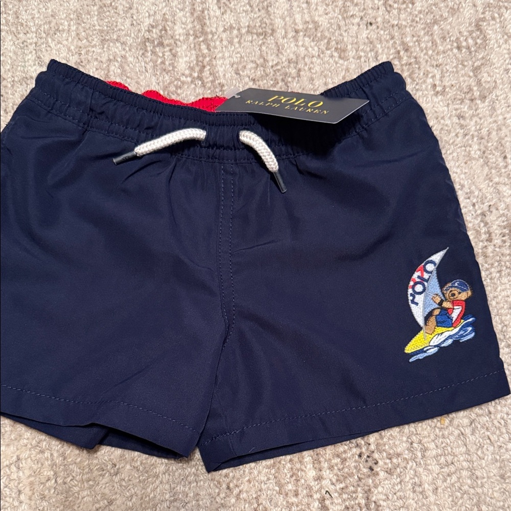 Polo by Ralph Lauren Navy Swim Shorts with Surf Bear Patch
